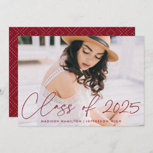 Faire-part Classe moderne de 2025 Burgundy Script Photo