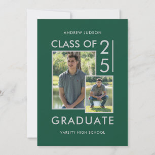 Faire-part Classe moderne de 26 Vert Argent 2 Photo Open Hous