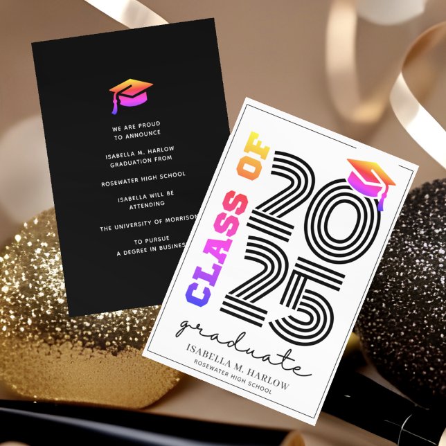 Faire-part Classe moderne rétro de 2025 Rainbow (Créateur téléchargé)