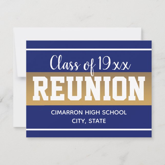 Faire-part Classe Reunion Blue et Gold (Devant)