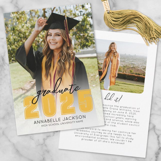 Faire-part Classe simple 2025 Graduate Photo Gold graduation (Simple Class 2025 Graduate Photo Gold Graduation Announcement)