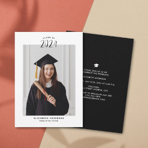 Faire-part Classe simple et élégante de 2024 Graduation Photo