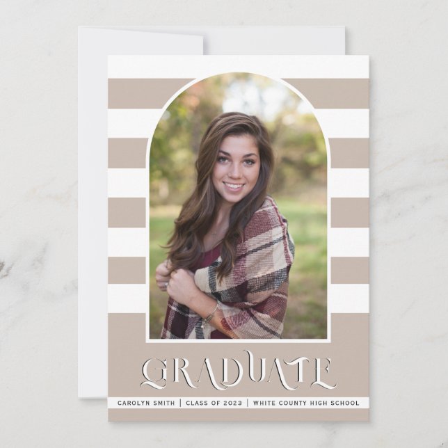 Faire-part Classe Teaupe de 2023 Arch photo graduation (Devant)