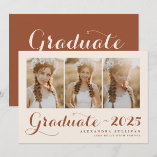 Faire-part Classe Terracotta de 2024 Collage photo Graduation