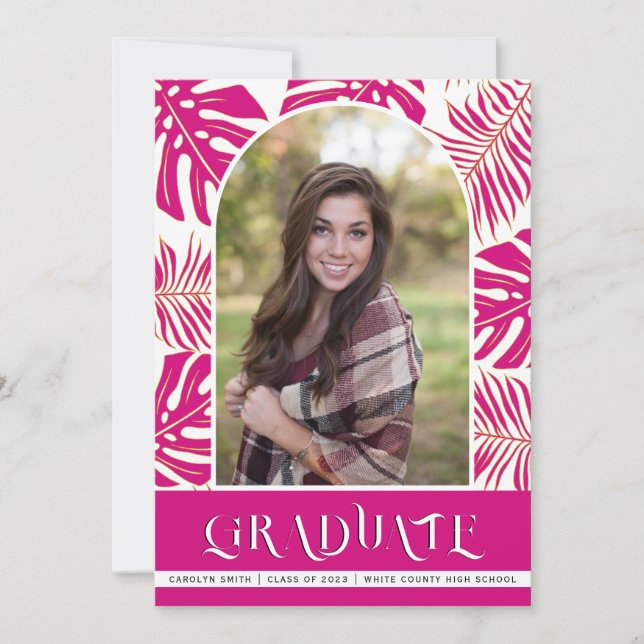 Faire-part Classe tropicale Magenta de 2023 graduation photo (Devant)