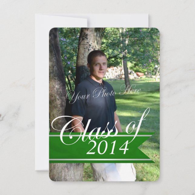 Faire-part Classic Grad 2014 Varsity Banner Green Photo (Devant)