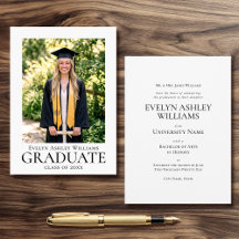 Classic Graduation Announcement Card Photo Formal