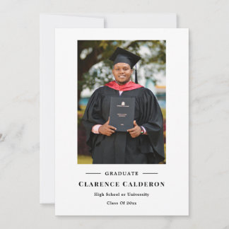 Faire-part Classic simple une photo graduation