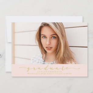 Faire-part classique de graduation en blush