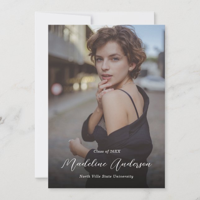 Faire-part Classique moderne photo verte Collage Graduation (Devant)