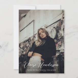 Faire-part Classy Burgundy Script Photo Collage Graduation