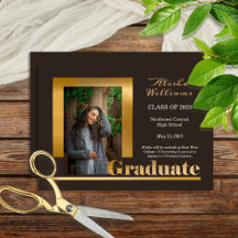 Classy Elegant Gold Texte Gradué 1 Photo Brown