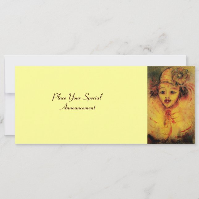 FAIRE-PART CLOWN EN JAUNE (Devant)