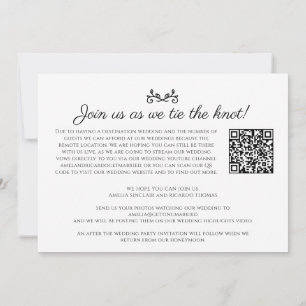 Faire-part Code QR de diffusion en direct de mariage en noir