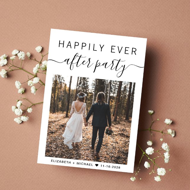 Faire-part Code QR de la soirée de mariage "Heureux pour touj (An chic Happily Ever After Party Invitation to set the tone for an unforgettable event)
