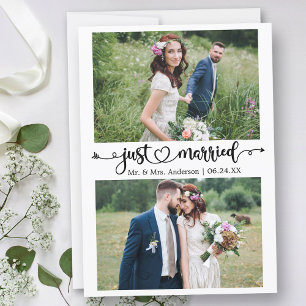 Faire-part Coeur de calligraphie juste marié 2 Mariage photo