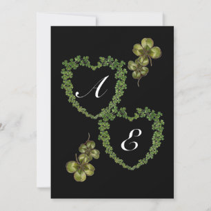 Faire-part cœur de trèfle en monogramme glace
