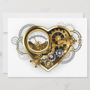 Faire-part Cœur Steampunk avec un Manomètre