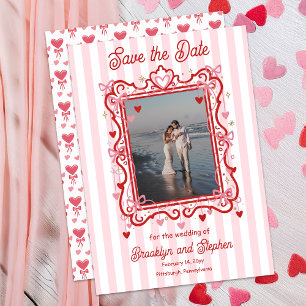 Faire-part Cœurs Coquettes & Nœuds Mariage Save the Date