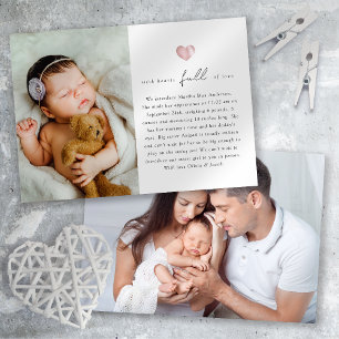 Faire-part Coeurs pleins d'amour photo naissance