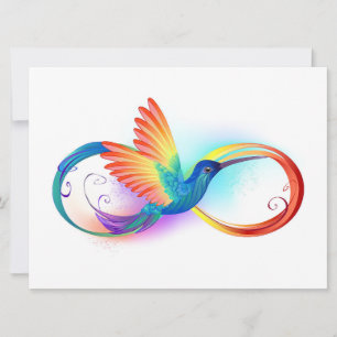 Faire-part Colibri arc-en-ciel avec symbole Infinity