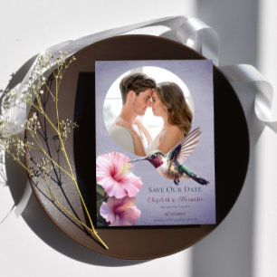 Faire-part Colibri et Hibiscus Photo Enregistrer la date Viol