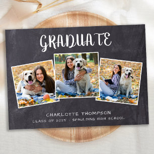 Faire-part Collage de photos rustique Chalkboard Graduation