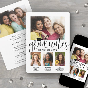 Faire-part Collage photo de fin d'études Triple Remise de dip