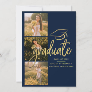 Faire-part Collage photo de la Grad Navy 2025 Bleu
