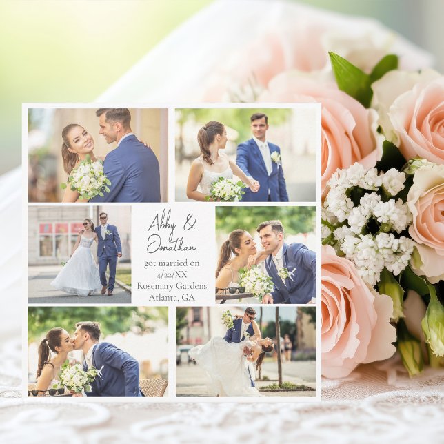 Faire-part Collage photo de mariage élégant pour jeunes marié (Créateur téléchargé)