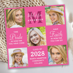 Faire-part Collage photo moderne de 5e année Pink Graduation
