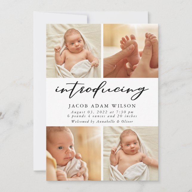 Faire-part Collage photo moderne naissance (Devant)