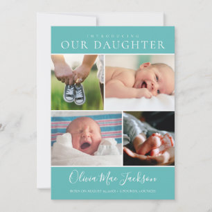 Faire-part Collage photo moderne Naissance d'une petite fille