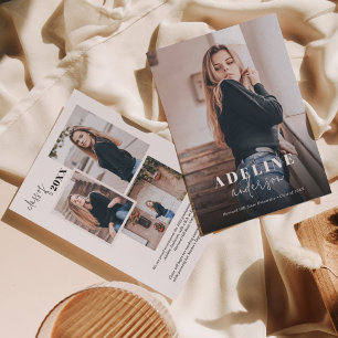 Faire-part Collage photo moderne Stylish Script Graduation