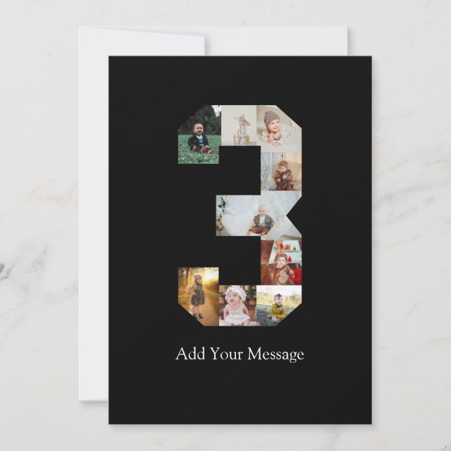 Faire-part Collage photo numéro 3 en noir et blanc (Devant)