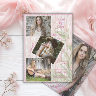 Faire-part Collage Photo Personnalisé 4 Photos Rose Remise de