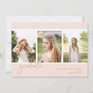 Faire-part Collage photo tendance Blush Pink Gold Graduation