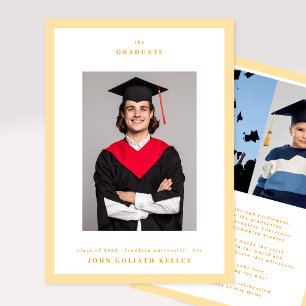 Faire-part College Orange Frame 3 Photo Graduation