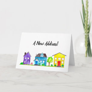 Faire-part Colorful watercolor houses New address card