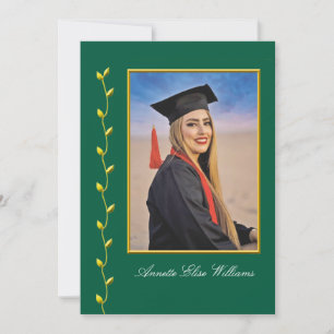 Faire-part Conception de lierre doré avec annonce de diplôme