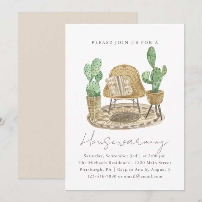 Faire-part Confortable Plante New Home Ménage (Devant / Derrière)