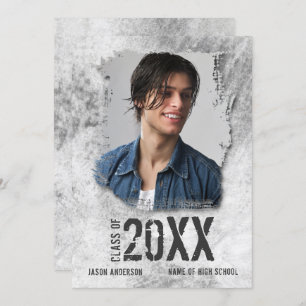 Faire-part Cool Moderne Grunge Double face Photo Gradué