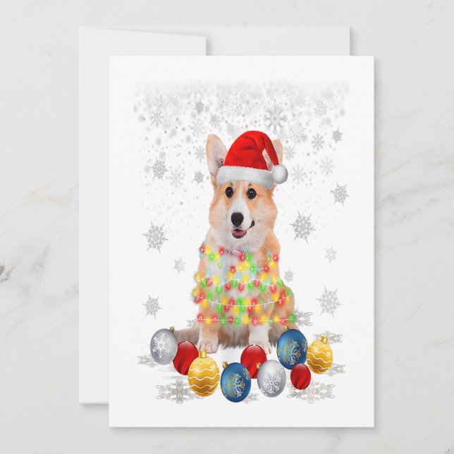 Faire-part Corgi Dog Christmas Light Decor Xmas Pajamas Pj (Devant)
