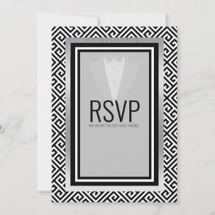 Faire-part Costume noir et argent pour enterrement de vie de 