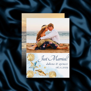 Faire-part Côte Chic   Photo de mariage du récif de corail bl