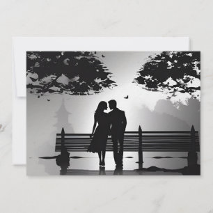 Faire-part Couple de silhouette romantique dans le parc Date