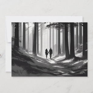 Faire-part Couple Silhouette Romantique Promenade en Forêt