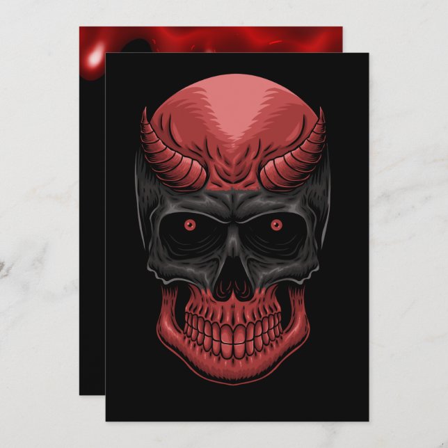 Faire-part Crâne d'Halloween effrayant (Devant / Derrière)