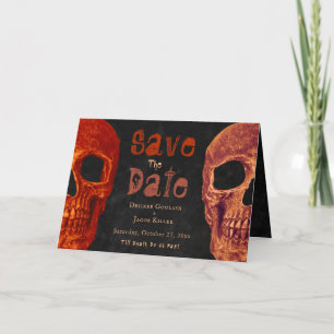 Faire-part Crâne gothique Orange Noir Halloween Enregistrer l