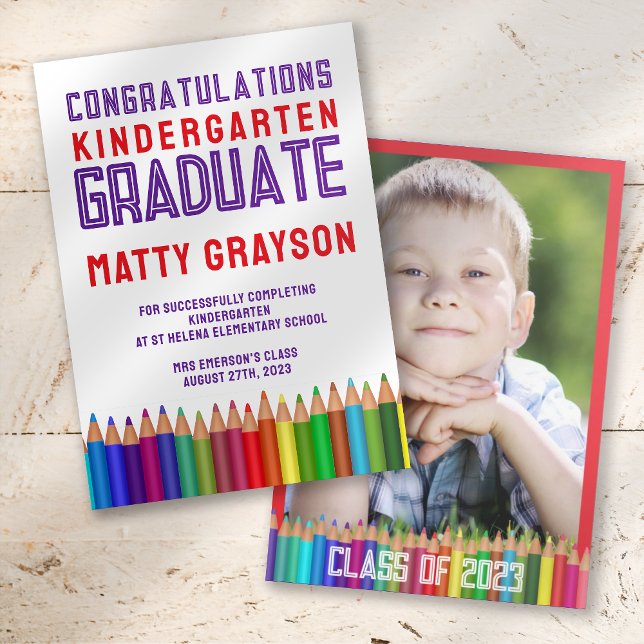 Faire-part Crayons de couleur Kindergarten Photo Graduation (Créateur téléchargé)